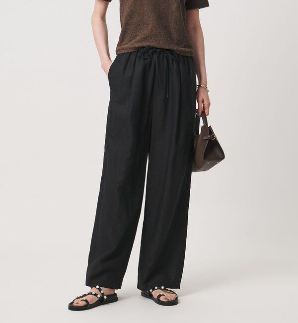 UNITED ARROWS「リネン イージーパンツ ‐ウォッシャブル‐」|チノ|BLACK