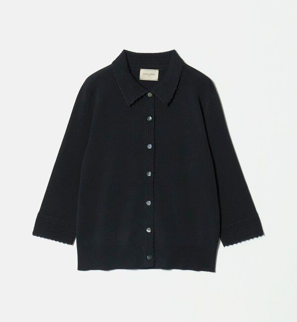 UNITED ARROWS「クロシェ ポロカーディガン ‐ウォッシャブル‐」|カーディガン|BLACK