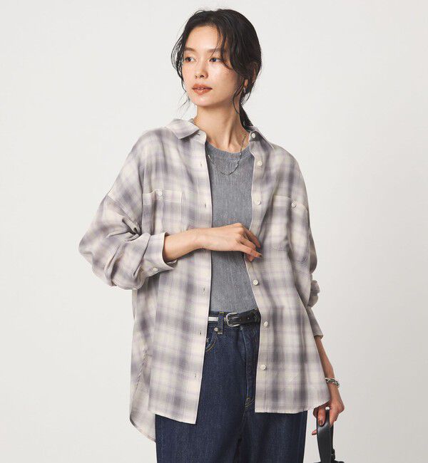 UNITED ARROWS green label relaxing「［size SHORTあり］シアー チェック シャツ」|シャツ・ブラウス|MD.GRAY