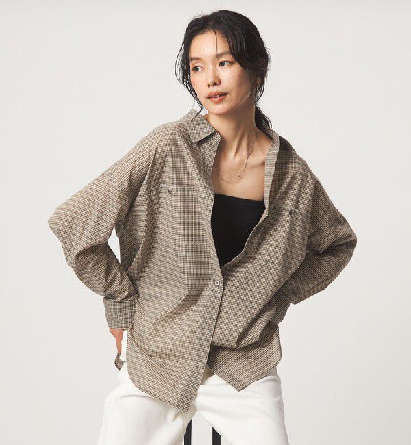 UNITED ARROWS green label relaxing「［size SHORTあり］シアー チェック シャツ」|シャツ・ブラウス|MD.BROWN