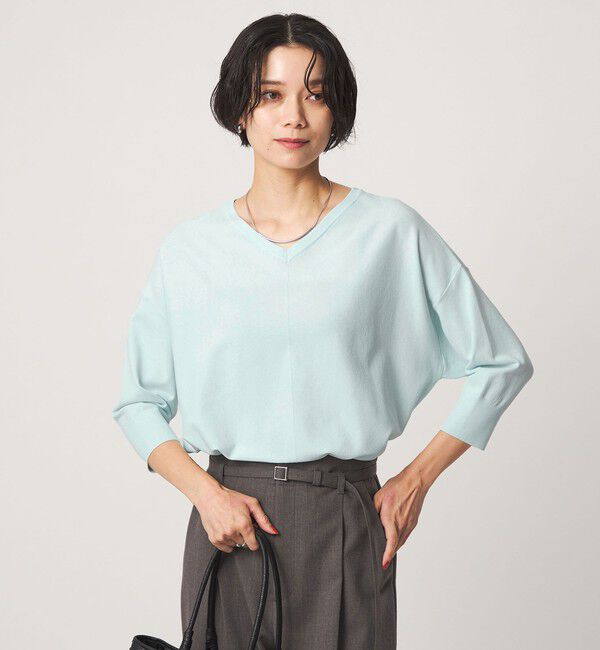 UNITED ARROWS green label relaxing「Vネック ドルマン プルオーバー ニット ウォッシャブル 接触冷感 UVカット」|ニット・セーター|LIME