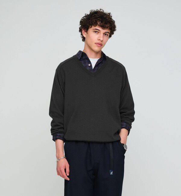 UNITED ARROWS green label relaxing「ウール サドル Vネック ニット」|ニット・セーター|DK.GRAY