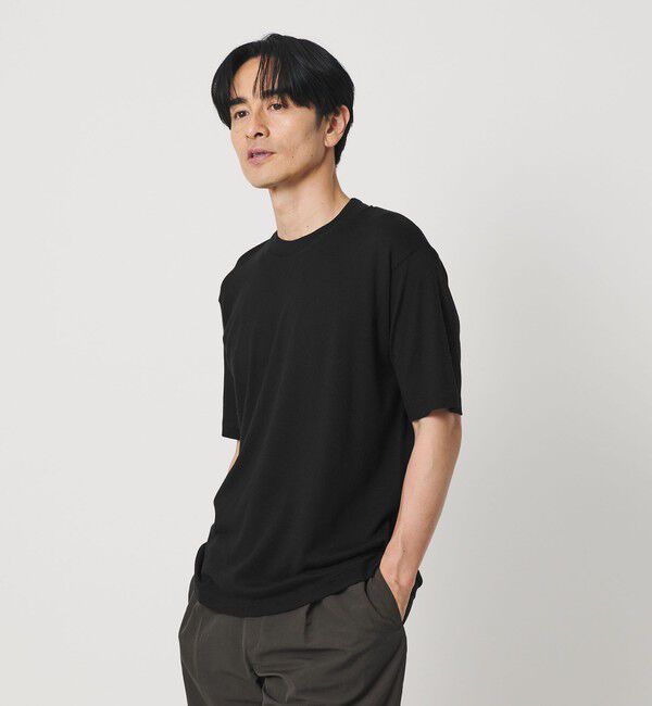 BEAUTY&YOUTH UNITED ARROWS「コットン カシミヤ クルーネック Tシャツ ウォッシャブル」|Tシャツ・カットソー|BLACK