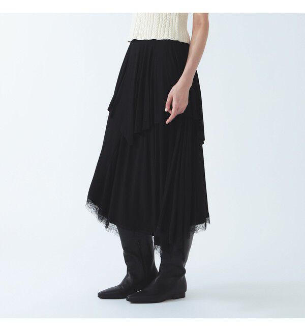 Ray BEAMS 「ランダム レースヘム スカート」|スカート|BLACK