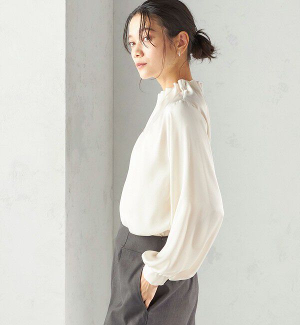 SHIPS for women「【一部WEB限定】〈手洗い可能〉ヴィンテージ サテン ネック ギャザー ブラウス」|シャツ・ブラウス|