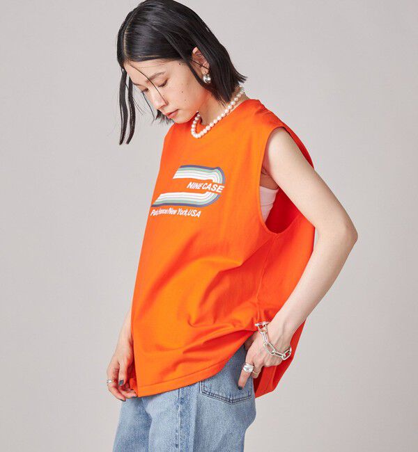 SHIPS for women「SHIPS NINE CASE:ロゴ ノースリーブ TEE」|Tシャツ・カットソー|