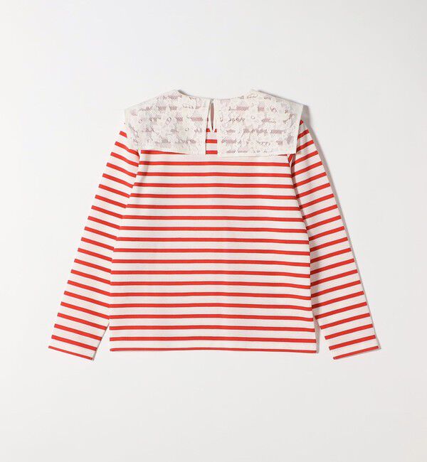 SHIPS any「SHIPS any:〈洗濯機可能〉マリンボーダー レース 襟 プルオーバー」|Tシャツ・カットソー|