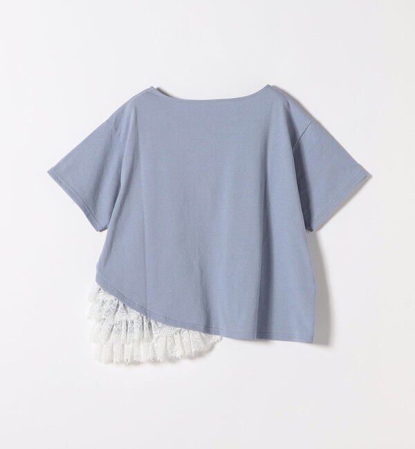 SHIPS any「SHIPS any:〈洗濯機可能〉レース ヘム アシンメトリー ショートスリーブ TEE」|Tシャツ・カットソー|