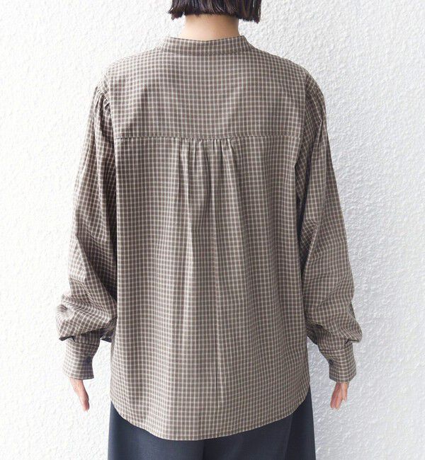SHIPS for women「【WEB限定】〈手洗い可能〉チェック フリル ロングスリーブ シャツ（ベージュ）」|シャツ・ブラウス|