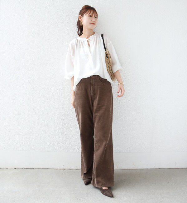 SHIPS for women「《予約》〈手洗い可能〉シアー タンブラー 袖 フリル スキッパー ブラウス」|シャツ・ブラウス|