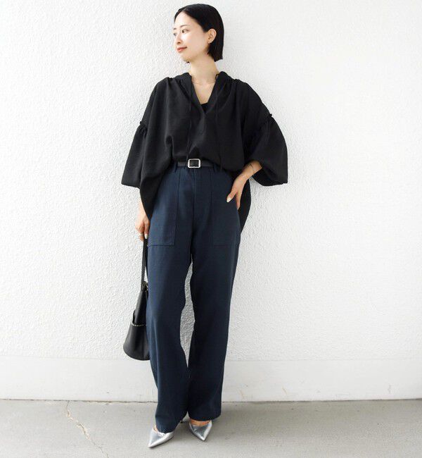 SHIPS for women「《予約》〈手洗い可能〉シアー タンブラー 袖 フリル スキッパー ブラウス」|シャツ・ブラウス|