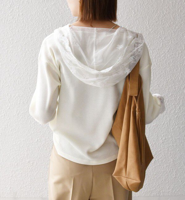 SHIPS any「《予約》SHIPS any:〈洗濯機可能〉ワッフル レース フーディー プルオーバー」|Tシャツ・カットソー|