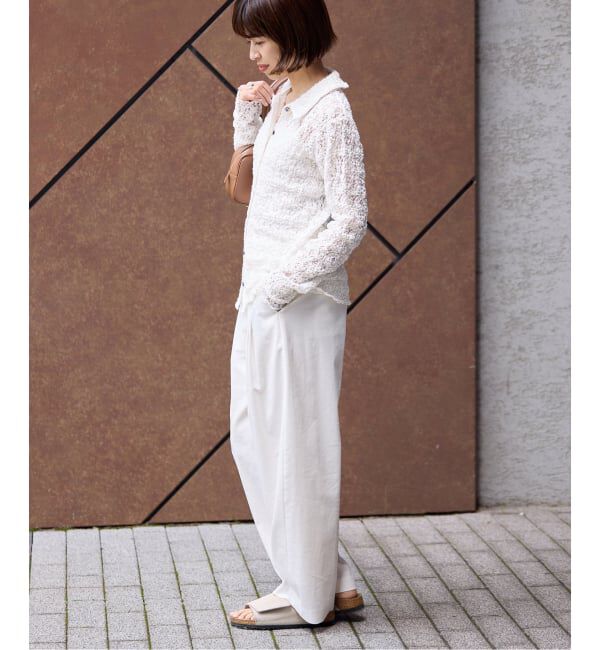 IENA「《追加》Flowerストレッチレース ポロシャツ」|Tシャツ・カットソー|