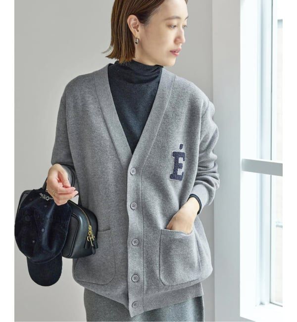 SLOBE IENA「《WEB限定カラーあり/追加予約》サガラ刺繍スエットライクニットカーディガン」|カーディガン|グレー
