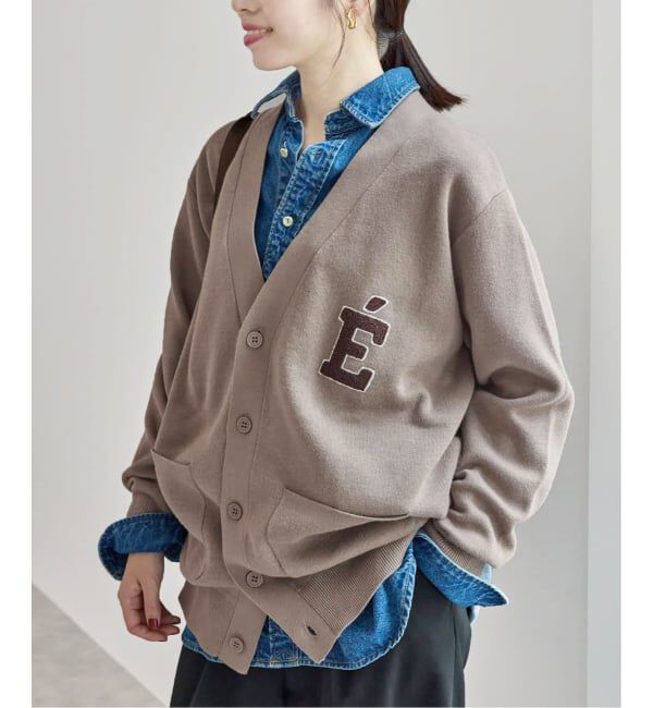 SLOBE IENA「《WEB限定カラーあり/追加予約》サガラ刺繍スエットライクニットカーディガン」|カーディガン|ベージュ