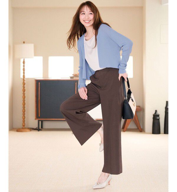 ANY SIS「エアリーストレッチ ワイドパンツ」|その他|ブラウン