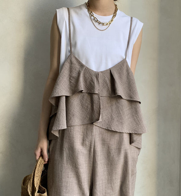  「【WEB限定】 フリルビスチェキャミサロペット」|ワンピース|