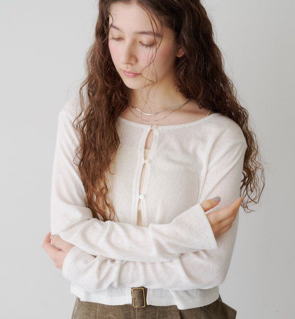  「【新色追加/前後2WAY】ラインストーンシアーカットソー　　」|Tシャツ・カットソー|オフホワイト