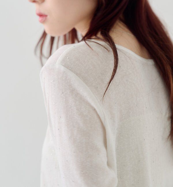  「【新色追加/前後2WAY】ラインストーンシアーカットソー　　」|Tシャツ・カットソー|