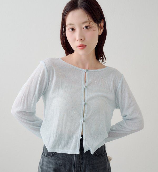  「【新色追加/前後2WAY】ラインストーンシアーカットソー　　」|Tシャツ・カットソー|