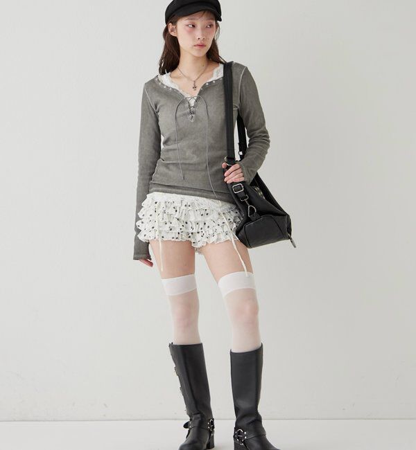  「【26AW新色カラーあり】レースガータートップス」|Tシャツ・カットソー|