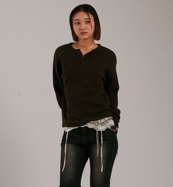  「【Sourcream/UNISEX】ワッフルヘンリートップス[26AW]」|Tシャツ・カットソー|