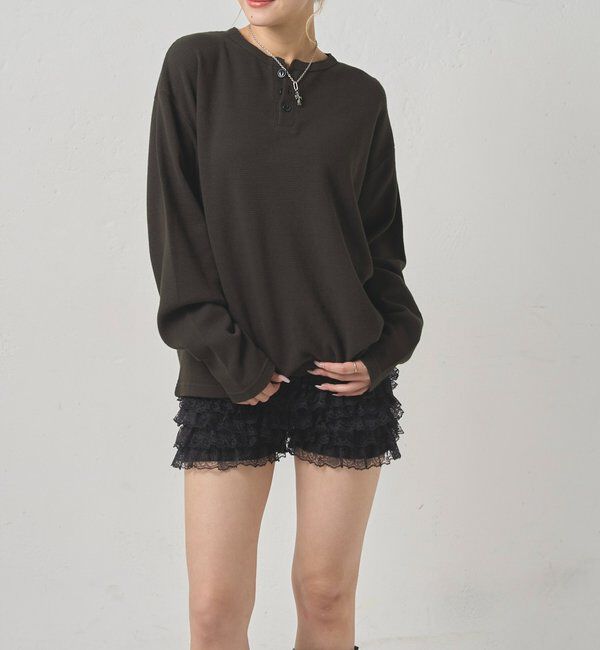  「【Sourcream/UNISEX】ワッフルヘンリートップス[26AW]」|Tシャツ・カットソー|
