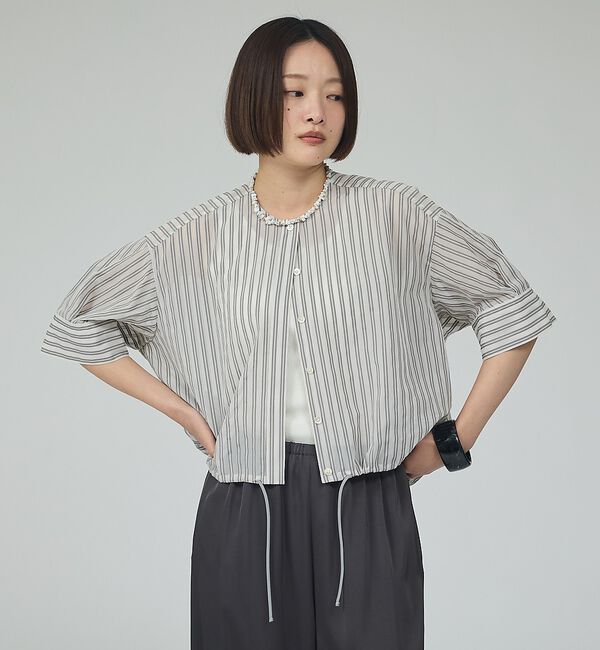 qualite「【シルエット調整可能】フォルムドロストブラウス」|シャツ・ブラウス|