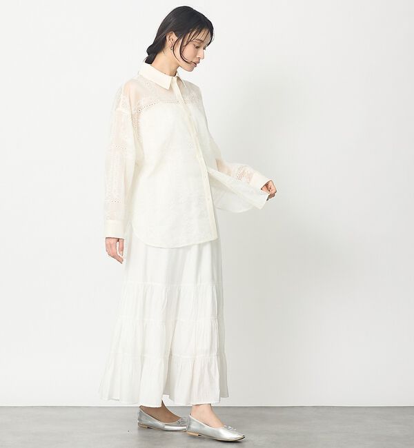 abahouse mavie「【シアー素材】総レースクレリックシャツ/春服/レイヤード/透け感/大人フェミニン」|シャツ・ブラウス|