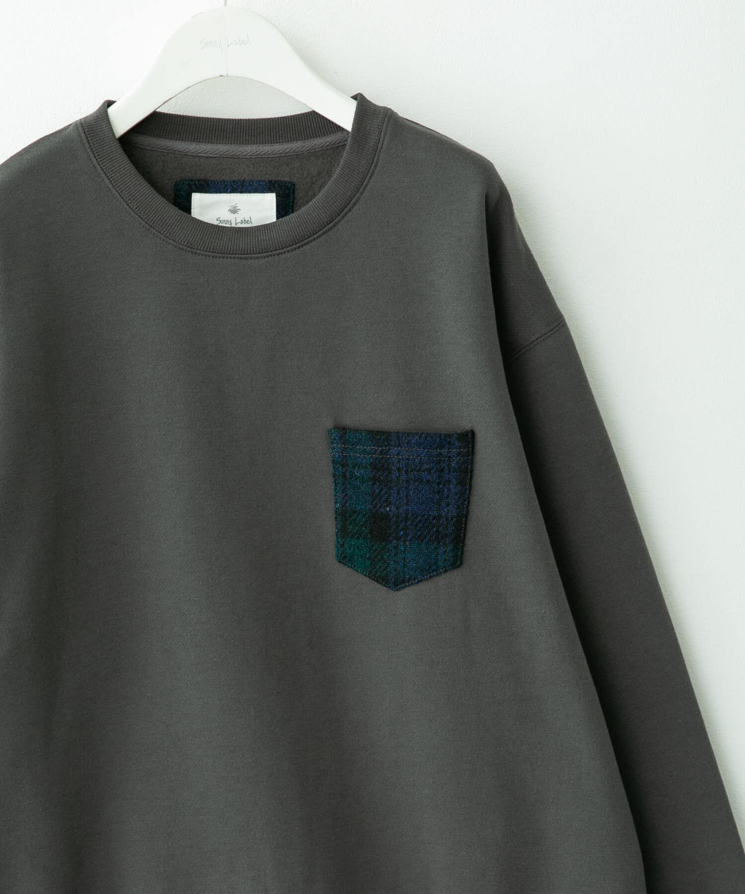 Sonny Label 「HARRIS TWEEDポケットスウェットプルオーバー」|スウェット・ジャージ|チャコールグレー