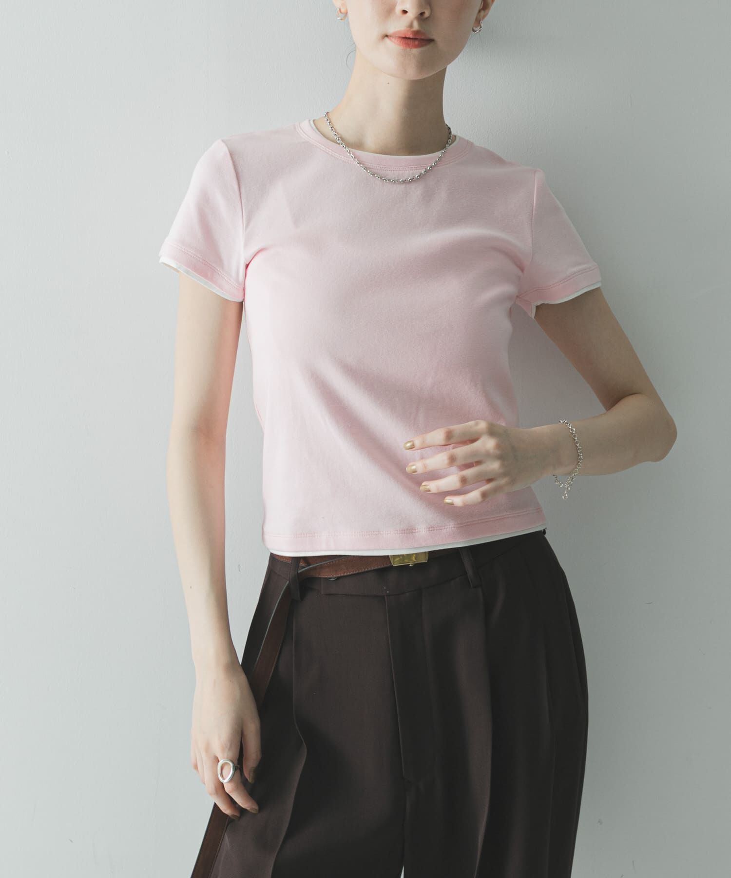 URBAN RESEARCH「レイヤードライクTシャツ」|Tシャツ・カットソー|ピンク