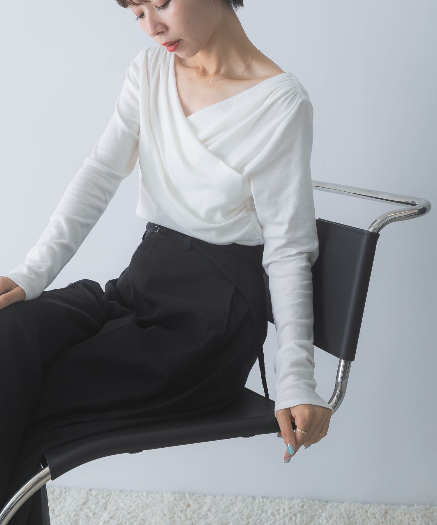 URBAN RESEARCH ROSSO「シルク混2WAYドレーププルオーバー」|Tシャツ・カットソー|