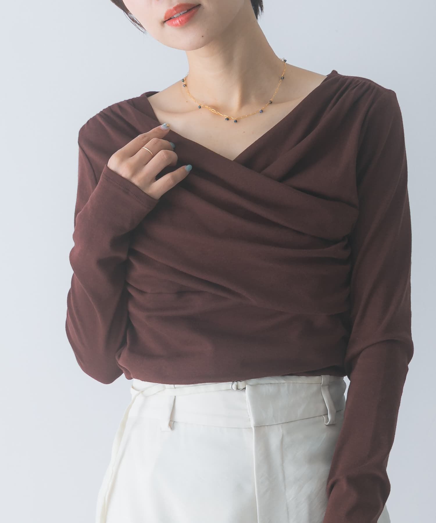 URBAN RESEARCH ROSSO「シルク混2WAYドレーププルオーバー」|Tシャツ・カットソー|