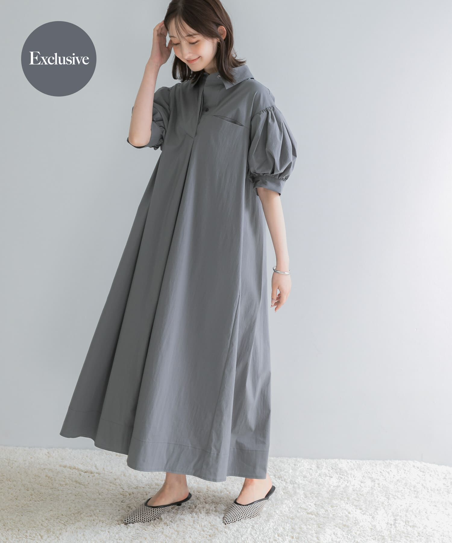 URBAN RESEARCH ROSSO「『別注』ELENDEEK&times;ROSSO　FORM SHIRT ONEPIECE」|ワンピース|グレー