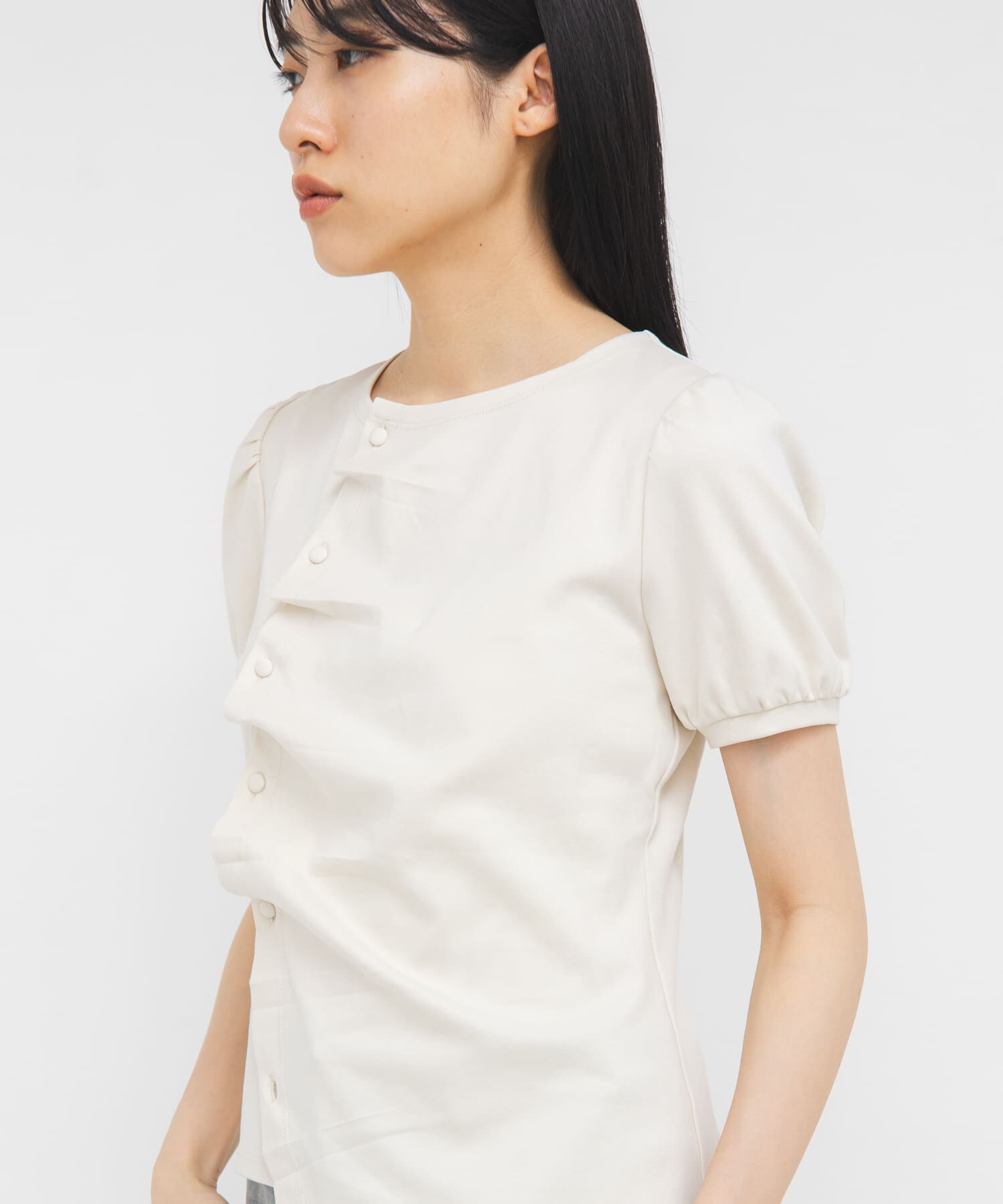  「アシメトリーデザインカットソー」|Tシャツ・カットソー|アイボリー