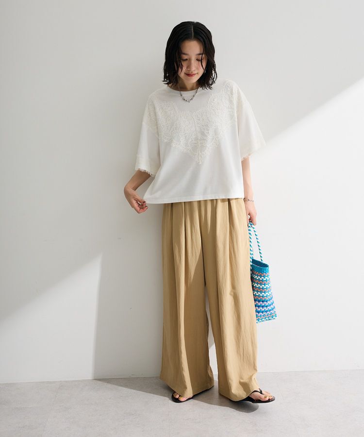 Green Parks「レースドッキング半袖プルオーバー」|Tシャツ・カットソー|