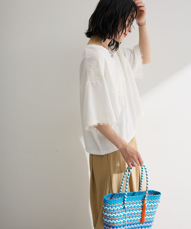 Green Parks「レースドッキング半袖プルオーバー」|Tシャツ・カットソー|