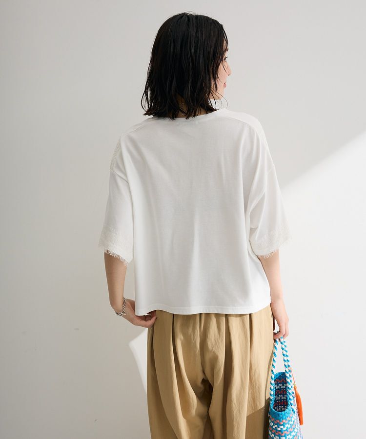 Green Parks「レースドッキング半袖プルオーバー」|Tシャツ・カットソー|