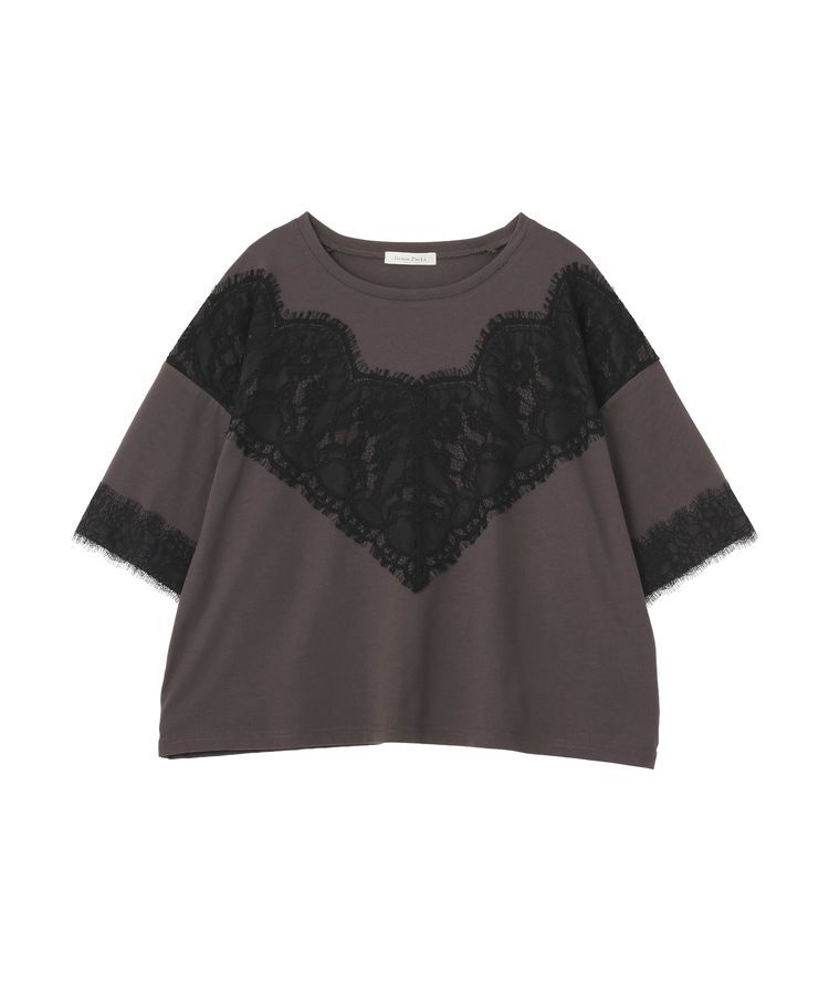 Green Parks「レースドッキング半袖プルオーバー」|Tシャツ・カットソー|