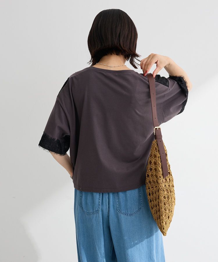 Green Parks「レースドッキング半袖プルオーバー」|Tシャツ・カットソー|
