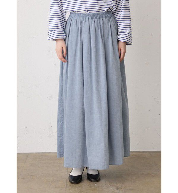 MidiUmi「MidiUmi シャンブレーギャザースカート」|スカート|