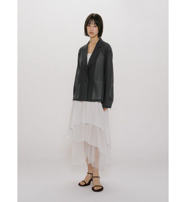 MIDIUMISOLID「MIDIUMISOLID for Ladies シアーテーラードシャツジャケット」|テーラードジャケット|