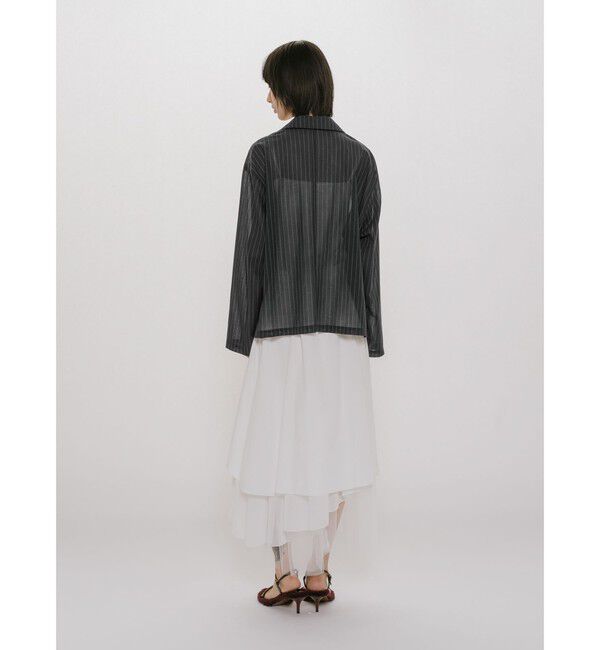 MIDIUMISOLID「MIDIUMISOLID for Ladies シアーテーラードシャツジャケット」|テーラードジャケット|