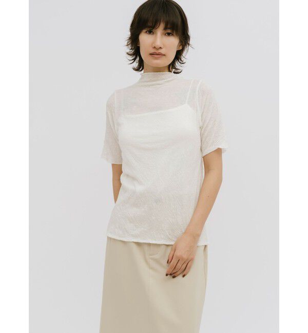MIDIUMISOLID「MIDIUMISOLID for Ladies シースルーハイネックスリーブインナー」|Tシャツ・カットソー|オフホワイト