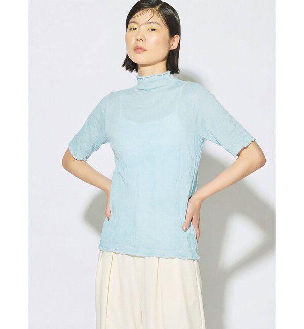 MIDIUMISOLID「MIDIUMISOLID for Ladies シースルーハイネックスリーブインナー」|Tシャツ・カットソー|サックス
