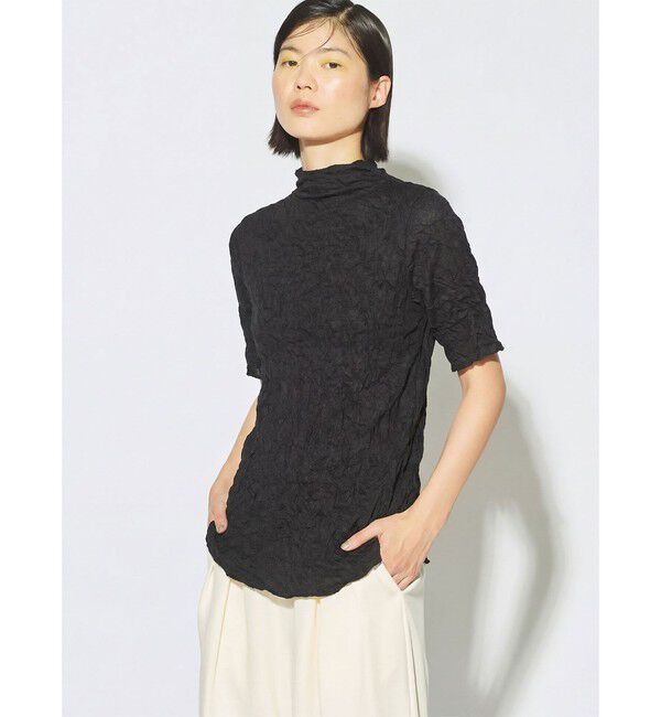MIDIUMISOLID「MIDIUMISOLID for Ladies シースルーハイネックスリーブインナー」|Tシャツ・カットソー|ブラック