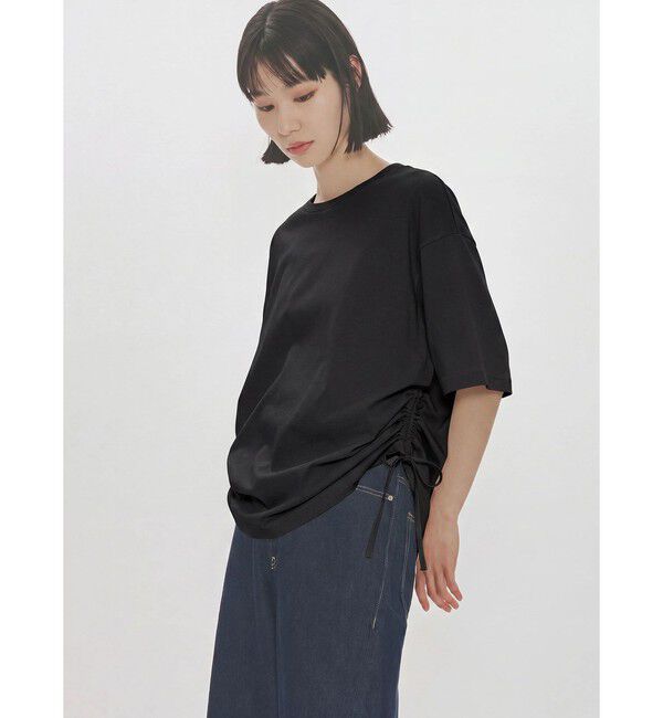 MIDIUMISOLID「MIDIUMISOLID for Ladies ドローストリングTシャツ」|Tシャツ・カットソー|ブラック