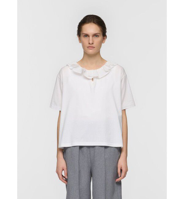 mizuiro ind「mizuiro ind フリルカラースキッパーTシャツ」|Tシャツ・カットソー|オフホワイト