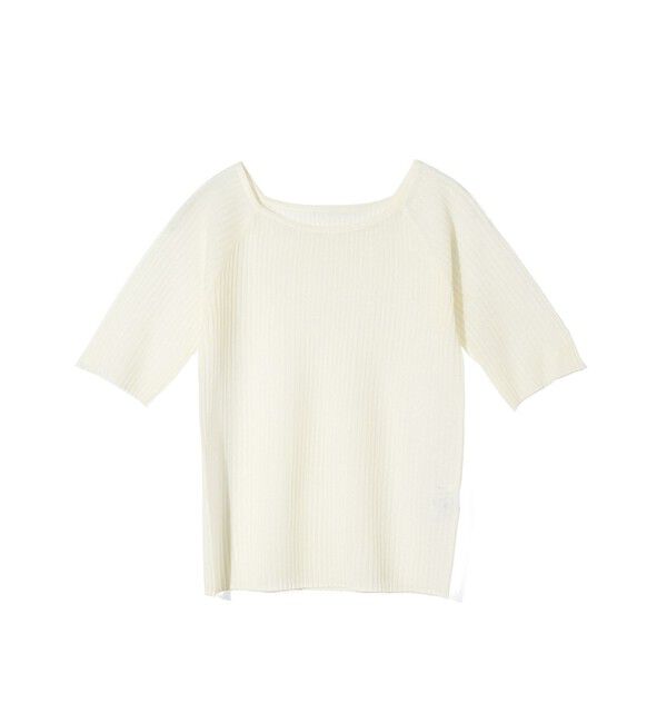 MIDIUMISOLID「MIDIUMISOLID for Ladies リブスクエアラウンドネックプルオーバー」|ニット・セーター|アイボリー