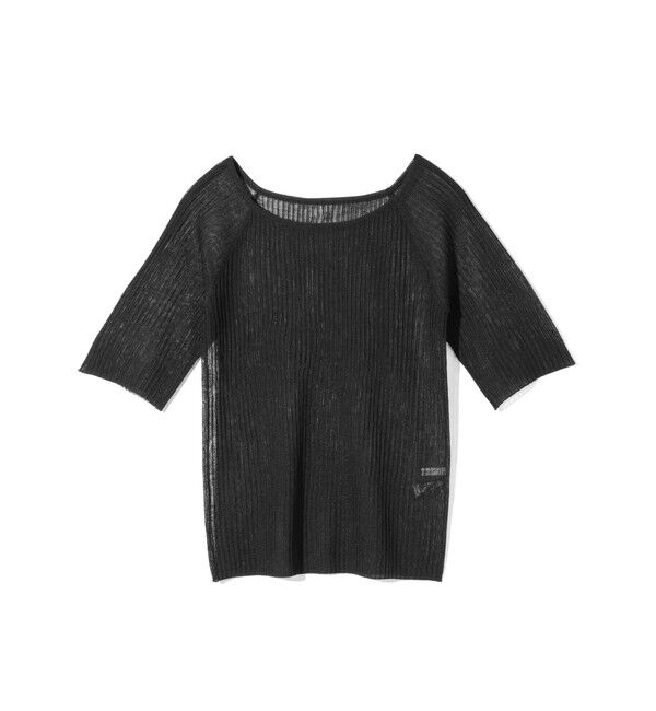 MIDIUMISOLID「MIDIUMISOLID for Ladies リブスクエアラウンドネックプルオーバー」|ニット・セーター|ブラック